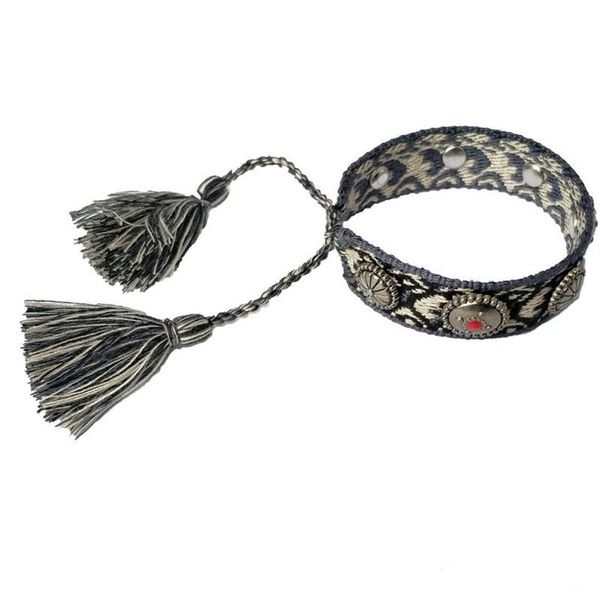 Pulsera bohemia tejida con piedras de metal y borlas hechas a mano joyería de moda regalo de regalo Vintage estilo étnico mujeres Bracele310h