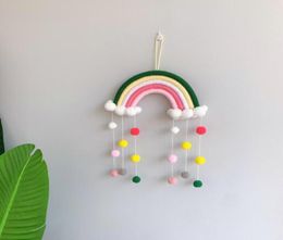 Geweven wolk regenboog hangende decoratie ins Noordse stijl thuis muur decor kinderen kamer hanger yl5016161903