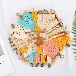 Geweven katoensnoer sleutelhanger Party Levert Keychian Colored Kwastels Breien Pendant Bag Decoratie Accessoires 10 Kleuren WMQ861