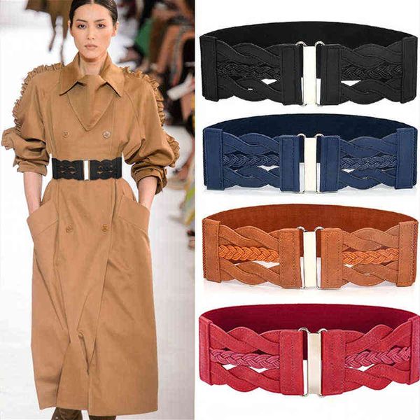 Cinturón elástico tejido Moda para mujer Vestido versátil Decorativo Cuerpo Formando Cintura elástica Cinturón Cinturón de diseñador de lujo G220301