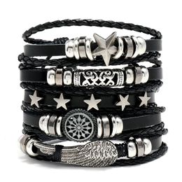 Geweven Mode Handgemaakte Mannen Armbanden Mannelijke Dames Lederen Armband Mannen Bangle Groothandel Sieraden Gift 5 Stks / Set