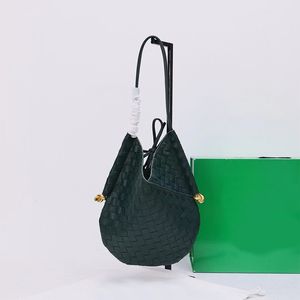 Geweven leren schoudertas voor handtassen voor dames, portemonnees, knoopcharme, echte lederen tassen voor verkoop