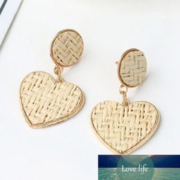 Geweven rotan oorbellen voor vrouwen hart ronde drop dangle oorbel brincos geometrische sieraden cadeau