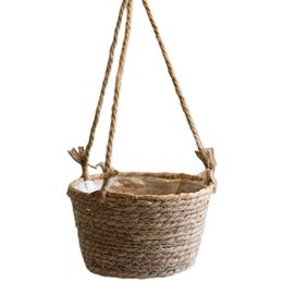Maceta colgante de ratán tejido, maceta, cesta para plantas, balcón, jardín, decoración del hogar, 210922