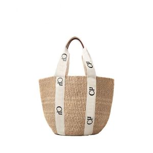 Sac de paille tissé Woody Beach Shopping Sacs de créateurs Lettres Motif Cuir Blanc Décoration Sac Luxe Embrayage Élégant Luxurys Sac à main Style simple Chic XB015 E23