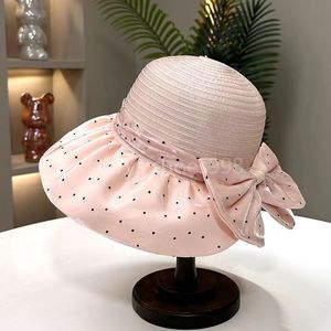 Geweven stro hoed organza kleine geur zomer retro mode opvouwbare boog elegante reisvakantie visser designer luxurys hoed