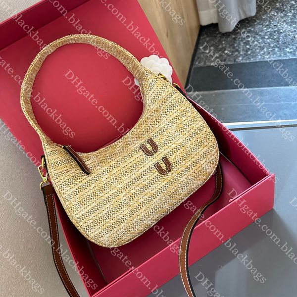 Sacs de créateurs de sacs à main tissé pour les femmes sac à main de paille de mode de haute qualité sac de plage crossbody avec de longs bracelets