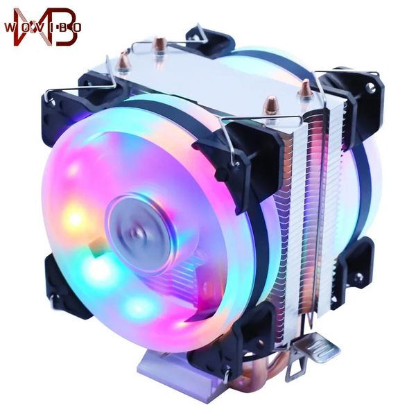 Ventilateur de refroidissement de refroidisseur Wovibo CPU 3pin 4pin ventilador silencieux pour Intel 775 1150 1151 1155 1200 1700 2011 X79 X99 AM3 AM4 RADIATOR 231221