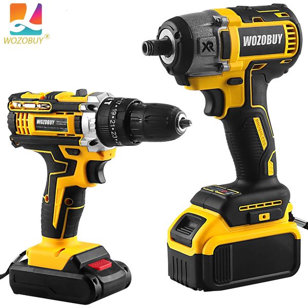 Wozobuy 21V Drill sans fil Tournevis électrique rechargeable batterie lithium Ménage Multifinection 2 Speed Power Tools 240402