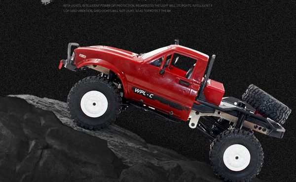 WPL 2.4G 4 canaux RC SUV modèle de voiture jouets, 1:16 Monster Trucks, véhicule tout-terrain, avec une roue de secours, lumières LED, cadeau d'anniversaire de Noël pour enfant 2-1