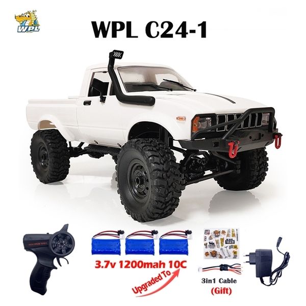 WPL C24-1 Voiture RC à pleine échelle 1:16 2.4G 4WD Rock Crawler Électrique Par Escalade Camion LED Lumière Sur Route 1/16 Pour Enfants Cadeaux Jouets 220429