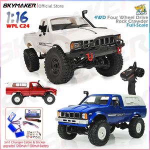 WPL C24 Escala completa RC Car 24G 4WD Rock Crawler Electric Buggy Climbing Truck LED Light Onroad 116 para niños Regalos Juguetes 240118