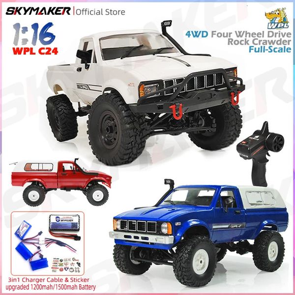 WPL C24 CAR RC CRAPAGE RC 24G 4WD Rock Crawler Electric Buggy Camion LED LED LETOR INROAD 116 POUR KIDS GADEATS TOYS 240428