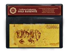 WR Fake Money 1975 Jaar Jaar Italië 500000 Lire Gold Perated BankNote met COA Frame Non-Currency Prop Money Bills Geschenken voor mannen