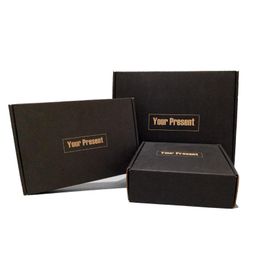 Wrap 10pcs Black Kraft Paper Box Su caja de regalo actual Cajas corrugadas de 3 capas Cajas de papel cartón