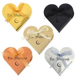 Wrap 10pcs Mubarak Love Heart Gift Ramadan Decoratie Chocolade Candy Box voor Eid Al Fitr Party Islam Muslim Decor Supplies 0207