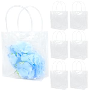 Wikkel 30 stcs Clear Gift Bags herbruikbare transparante huidige tassen met handgreep en knop PVC cadeaubraktas TOTE -tassen voor verjaardagsfeestje