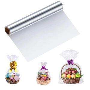 Wrap 80 cm x 30 m rouleau de cellophane transparent papier d'emballage de cellophane transparent pour cadeau de Noël film de papier de bouquet de fleurs