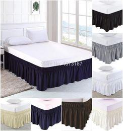 Wikkel rond bedrok Elastic Dust Ruffle Bed Skirts vaste kleur eenvoudig op gemakkelijk af rinkelen fade resistent klassieke stijlvolle 38 cm y25273399