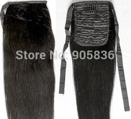 Afro-Amerikaanse licht Yaki Pony Tail Hair Pieces Clip in Yaki Rechte Braziliaanse Virgin Hair Extensions 100g of 120G