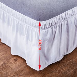 Envolver alrededor de la cama con volantes con cubierta elástica de la cubierta elástica del polvo del polvo del polvo sedoso de la cama suave y sinjera sinches de 15 pulgadas de 15 pulgadas