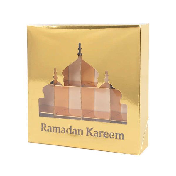 Envoltura Eid Mubarak Regalo Ventana transparente Caja de dulces de chocolate Ramadán Kareem Decoración Islámico Musulmán Festival Suministros para fiestas 0207