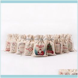 Wrap Event Festive Home Gardencotton Toile Petit Cadeau De Noël De Nombreux Motifs De Noël Sacs Enfants Bonbons Dstring Pouch Articles De Fête 16 * 23.5Cm1