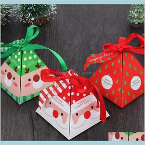 Wrap Event Festive Party Home Garden 50 Pcslot Merry Candy Bag Árbol de Navidad Caja de regalo con campanas Contenedor de papel Suministros Drop Delive