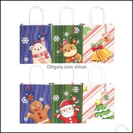 Wrap Event Festive Party Supplies Home Garden12Pcs / Lot Elk Tree Santa Claus Pattern Christmas Year Kraft Bag Gift Paper Bags Shop1 Drop De