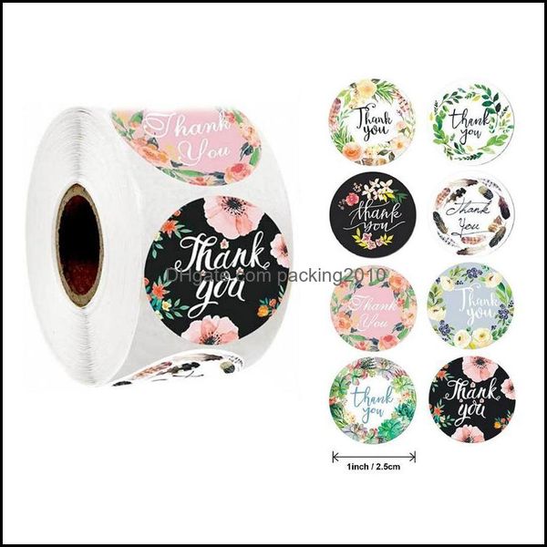 Wrap Event Festive Supplies Home Gardenwhatilife 500Pcs Mariage Fête D'anniversaire Festival Cadeaux Autocollants D'étanchéité Fleur Merci Imprimer Diar