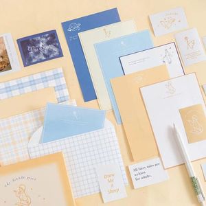 Wrap Gift Wrap PCS Papieren enveloppen Set Aquarel Brief Schrijven Decoratieve Benodigdheden School Stationair Gife CardGift
