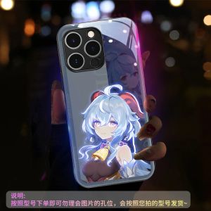 Wrap Hot Seller Game Role Design LED -telefoonhoes voor iPhone 15 14 13 12 Pro Max 6 7 8 Plus X XR Call Gloeiende LED Light Up Glass Cover