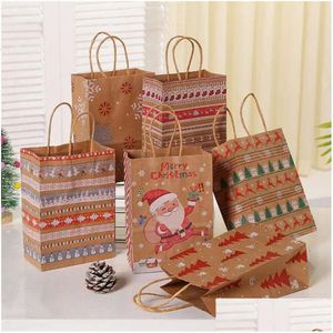 Wrap Merry Styles cadeau 6 kerstpapiertassen voor snack kleding aanwezig doosverpakking Xmas Bag LX4988 Drop Delivery Home Garden Festi DH2B4