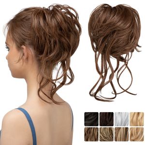 Wikkel rommelige haar scrunchie krullende broodje updo, paardenstaart haarverlenging, volumineuze elegant rommelige broodjes voor vrouwen voor feesten