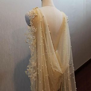 Wraps champagne peren bruiloft bolero 2 meter lange kanten bruids cape mooie schoudersluiers accessoires