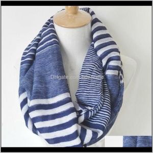 Wraps Hoeden, Handschoenen Aessoires Drop Levering 2021 Visuele Assen Winter Chunky Sjaal Mode Zachte Viscose Navy Striped Ring Loop Infinity Scarv