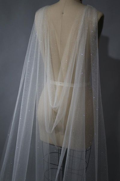 Wraps Jackets Cape Veil Long Sparkle Brillo Catedral brillante Boda de novia Tamaño personalizado