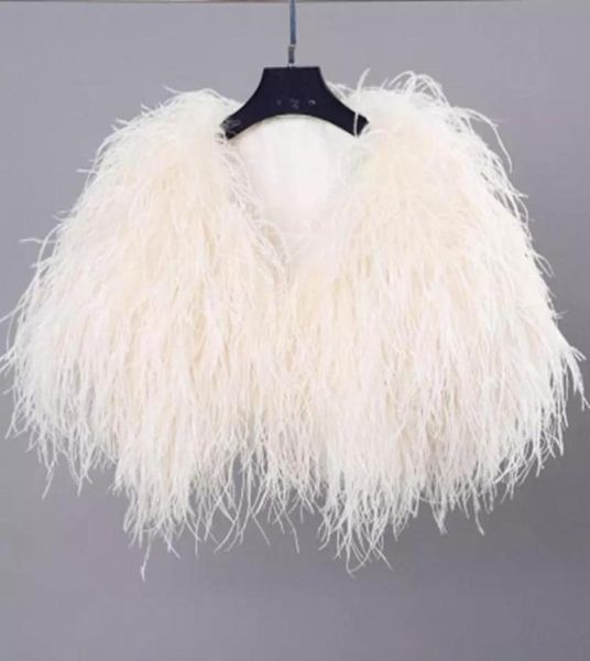 Abrigos chaquetas elegante pluma de avestruz abrigo de piel blanca chaqueta Bolero nupcial para boda chales formales noche Pa4723022