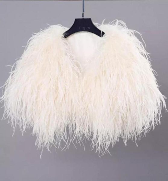 Abrigos chaquetas elegante pluma de avestruz abrigo de piel blanca chaqueta Bolero nupcial para boda chales formales noche Pa2506580
