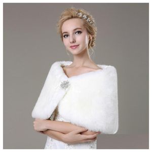 Wraps Vestes Fausse Fourrure De Mariée Haussement D'épaules Cape Étole Boléro Manteau Parfait Pour L'hiver Mariée Porter Rouge Blanc Chaud Veste Drop D Dhgoy