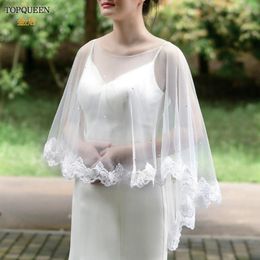 Enveloppez les vestes G32 Veste en dentelle pour femmes broderie Applique Laciness Perceuse Bridal Châle blanche Sleeves de mariage femme