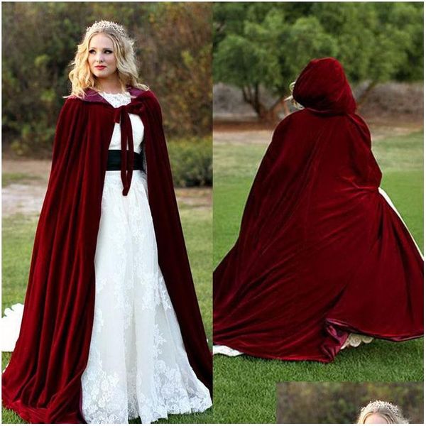 Wraps Chaquetas Gótico con capucha Veet Cloak Wicca Robe Medieval Brujería Larp Cape Mujeres Abrigos de boda 314Y Drop Delivery Party Eventos DHWBF