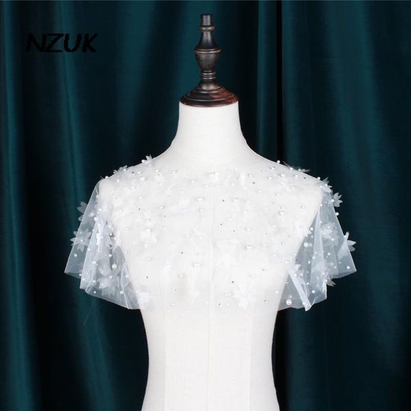 Wraps Vestes NZUK Fleur Mariage Châle Mariée Wrap Pour Femmes Perles Partie Manteau Bolero Fiesta