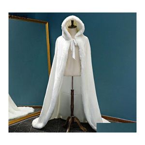 Wraps jassen winter lange warme bruiloft capes witte faux dames mantel vloer lengte bruid sjaal cape jas adt bruids wrap cl1560 dhjju