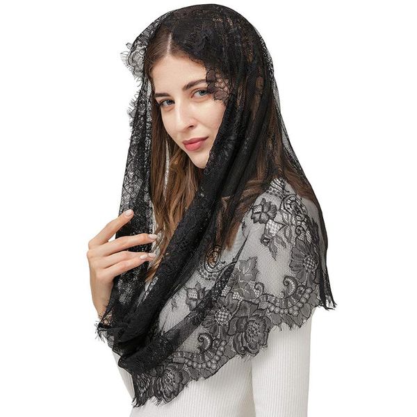 Wraps Vestes Femmes Vintage Infinity Écharpe Lady Mantilla Dentelle Catholique Élégant Église Voile Tête Couvrant Masse Latine Mariage Châle De Mariée B