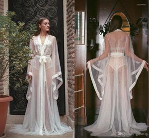 Envolturas largas de encaje para mujer, batas de boda con mangas transparentes, lencería, ropa de dormir, camisón de dama de honor, albornoces, ropa de dormir Sexy