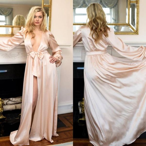 Enveloppez la robe Boudoir Boudoir en satin de soie en or rose Soule Bataille de nuit Bathrobes de nuit