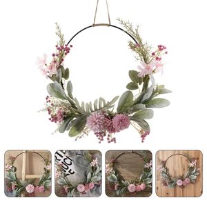 Couronne porte décor avant couronnes suspendues florale maison artificielle printemps saint valentin été fleur pâques extérieur feuille guirlande 240105