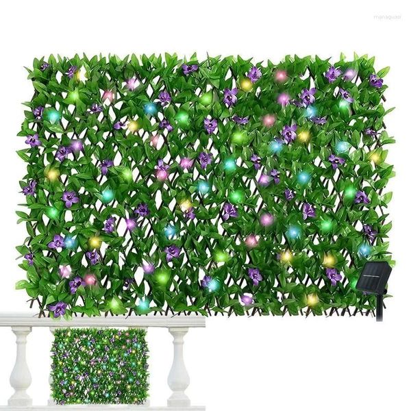 Guirnaldas de flores decorativas, valla de privacidad para Patio con luces LED para apartamentos, Panel de esgrima extensible