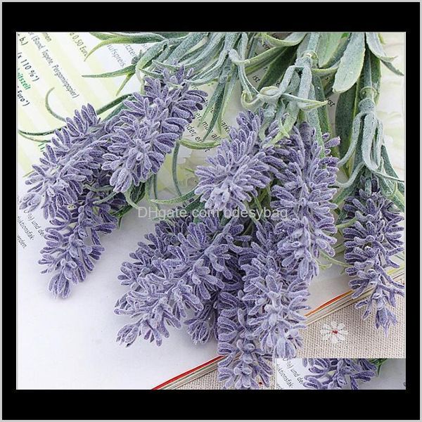 Guirnaldas Fiesta festiva Gardenlavender Jardín Manillar 6 Tenedor 10 Cabeza Plantación de cabello Lavanda Flores artificiales Hogar Decoración suave Boda